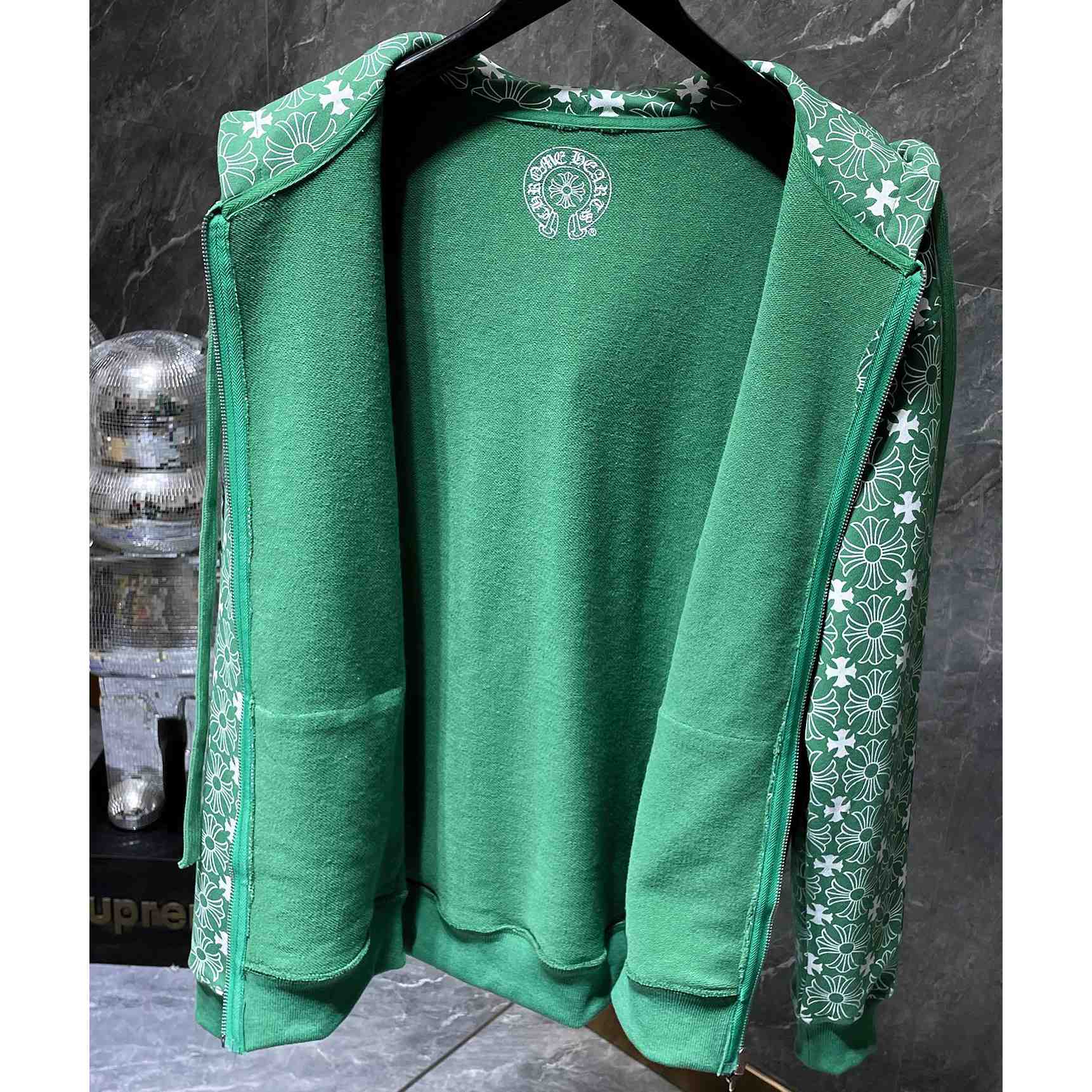 Chrome Hearts Horseshoe Zip Up Hoodie "Motif Green" - 