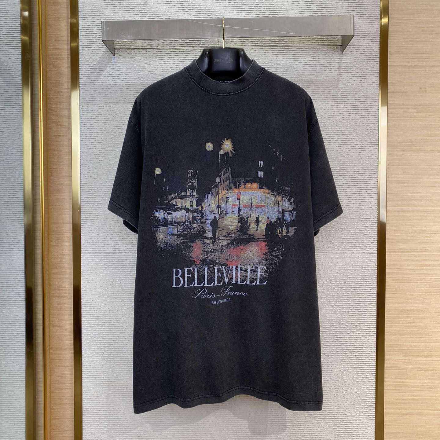 Balenciaga Belleville T-Shirt Oversized In Washed Faded Black - PerfectKickZ