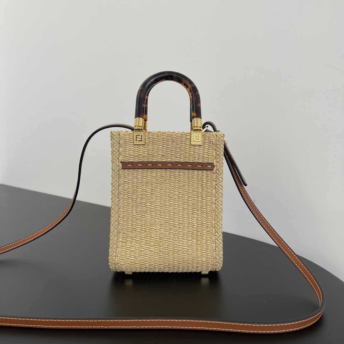 Fendi Mini Sunshine Shopper Beige Cotton Fiber Mini-bag - PerfectKickZ