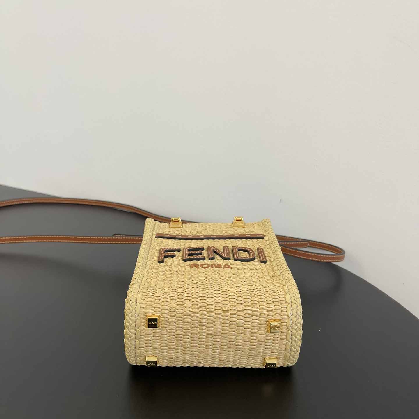 Fendi Mini Sunshine Shopper Beige Cotton Fiber Mini-bag - PerfectKickZ