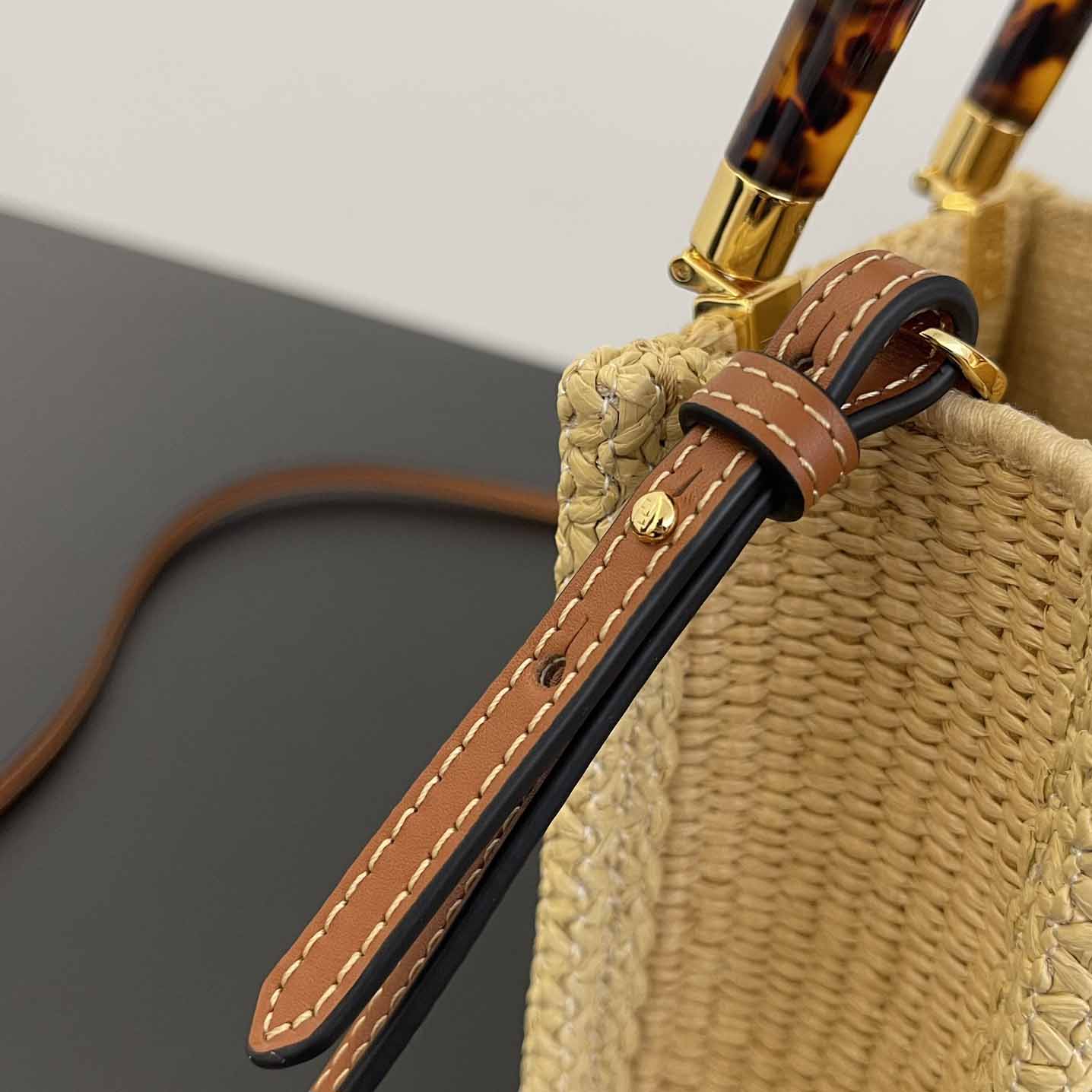 Fendi Mini Sunshine Shopper Beige Cotton Fiber Mini-bag - PerfectKickZ