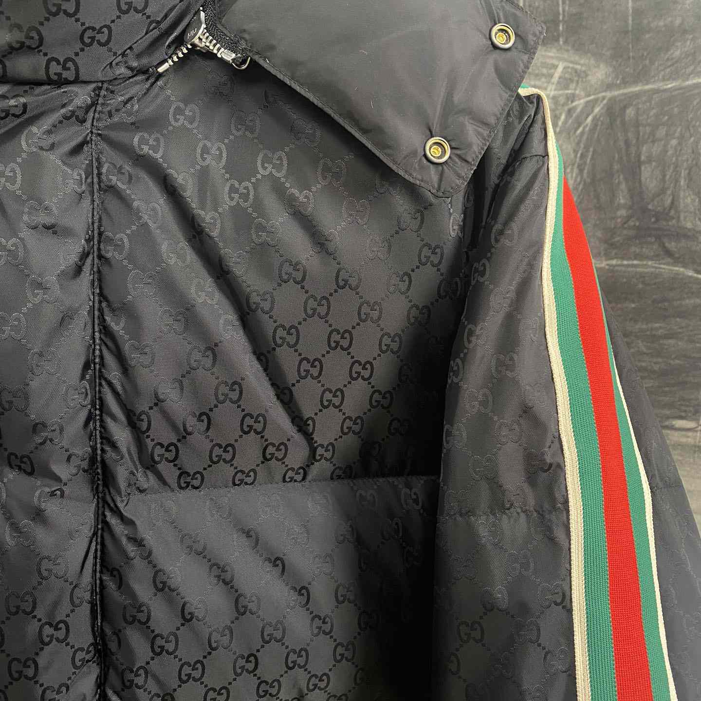 Gucci GG Nylon Jacquard Jacket With Web - PerfectKickZ