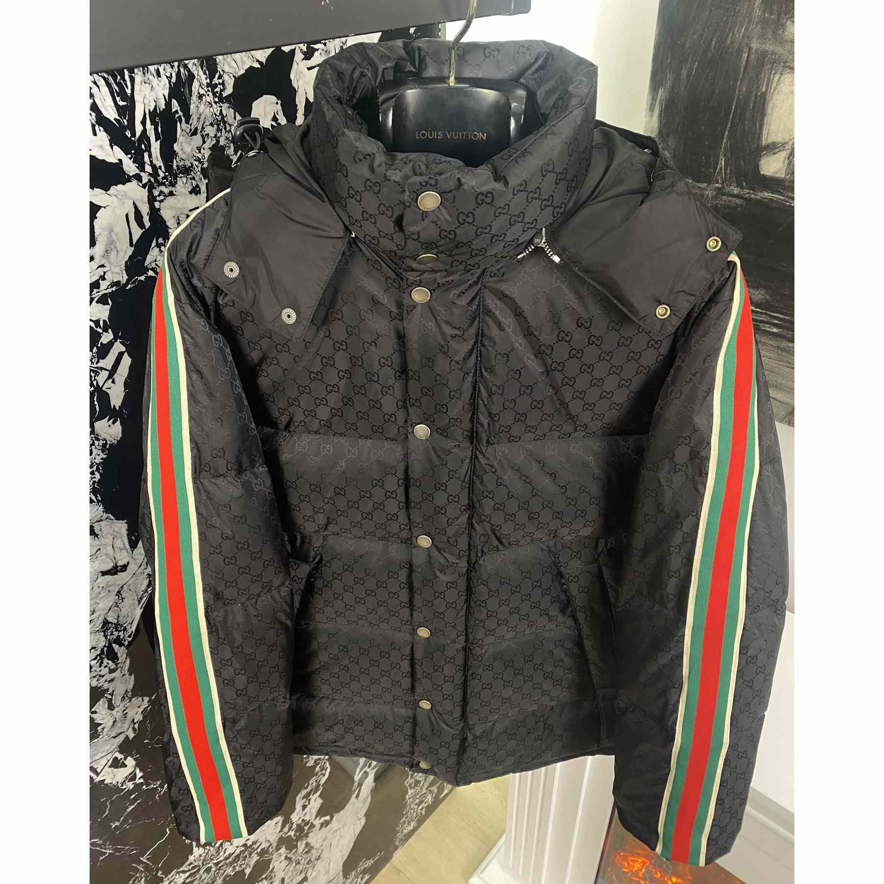 Gucci GG Nylon Jacquard Jacket With Web - PerfectKickZ