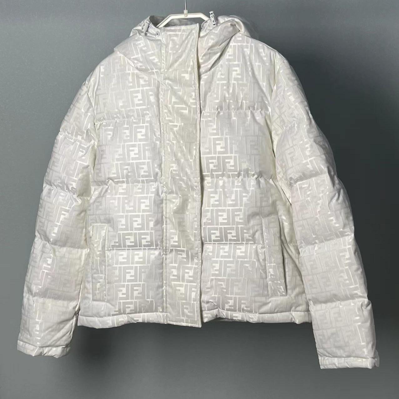 Fendi White Tech Fabric Down Jacket - PerfectKickZ