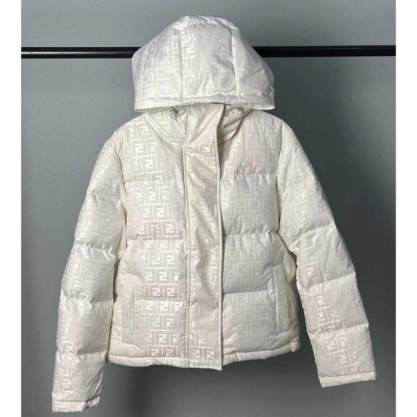 Fendi White Tech Fabric Down Jacket - PerfectKickZ