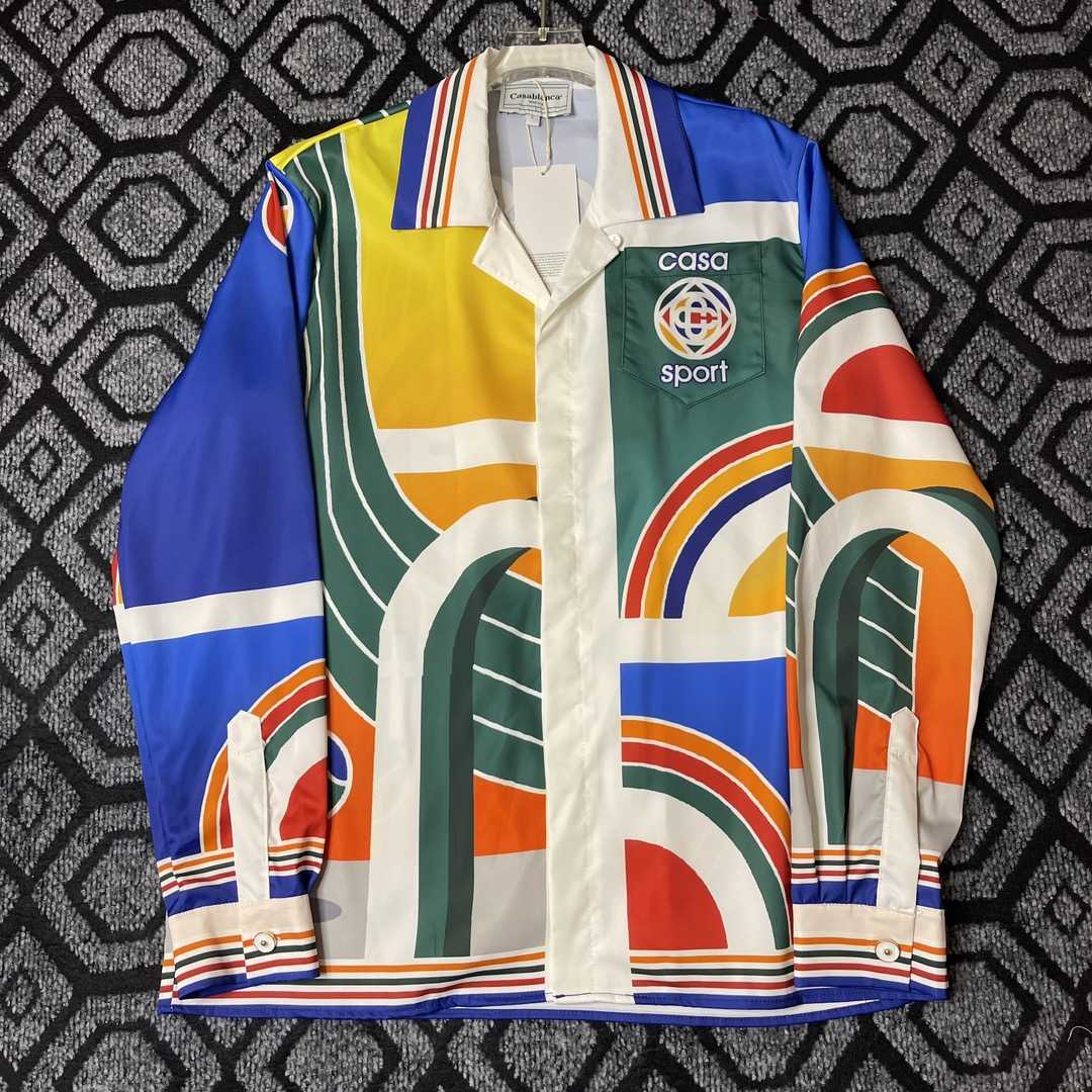 Casablanca Casa Sport Print Silk Button-Up Shirt - PerfectKickZ