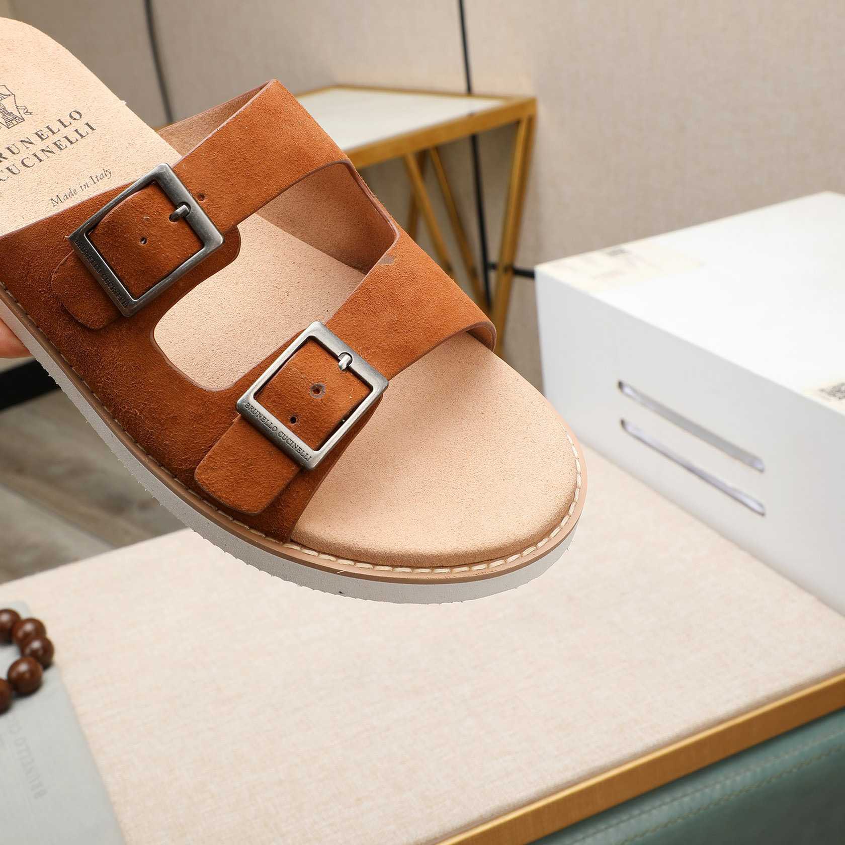 Brunello Cucinelli Buckled Suede Sandals - PerfectKickZ