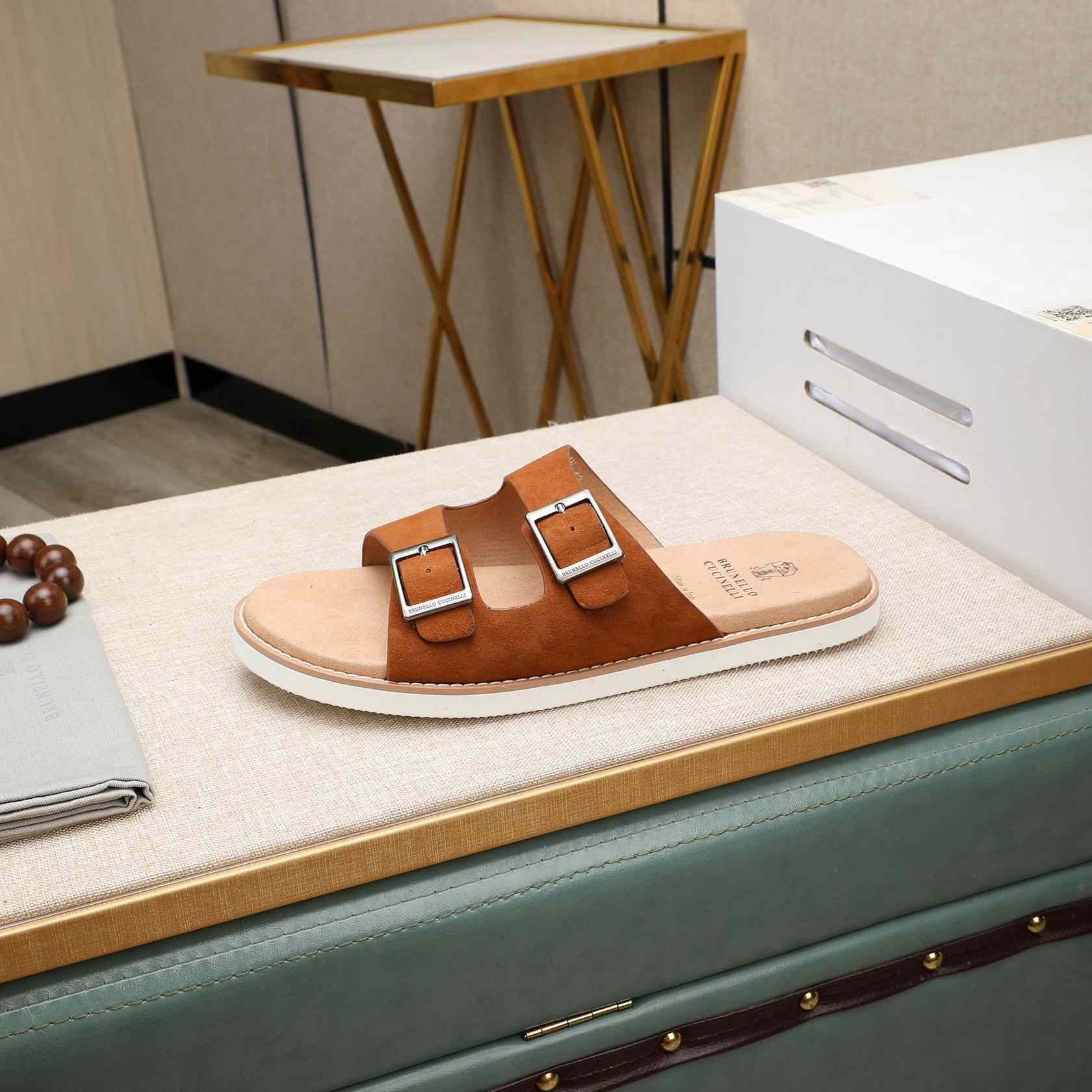 Brunello Cucinelli Buckled Suede Sandals - PerfectKickZ