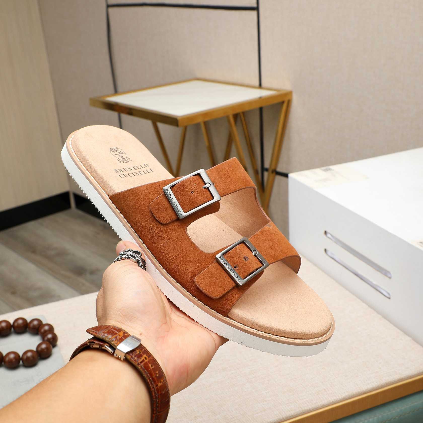 Brunello Cucinelli Buckled Suede Sandals - PerfectKickZ