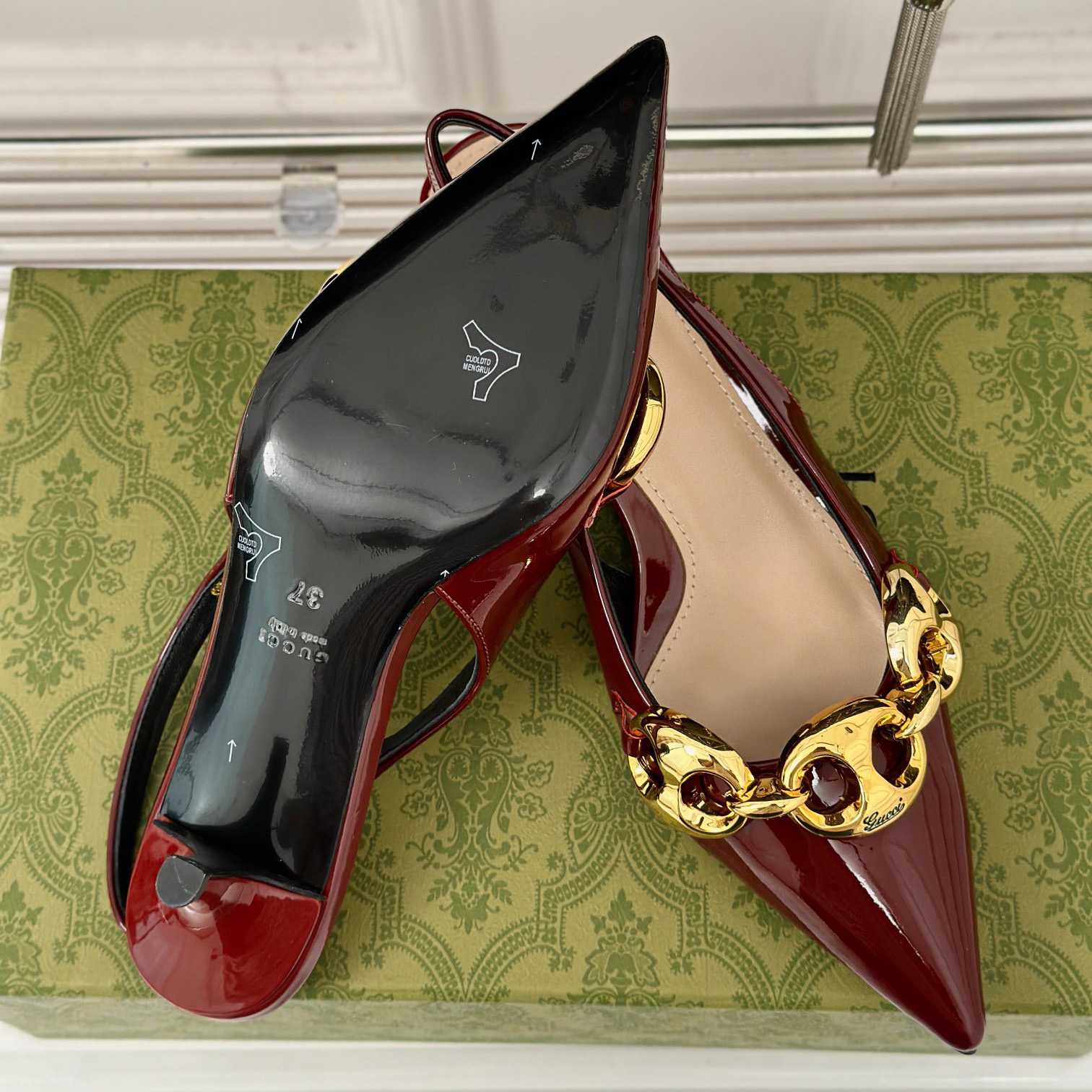 Gucci Women's Slingback With Marina Chain  - PerfectKickZ