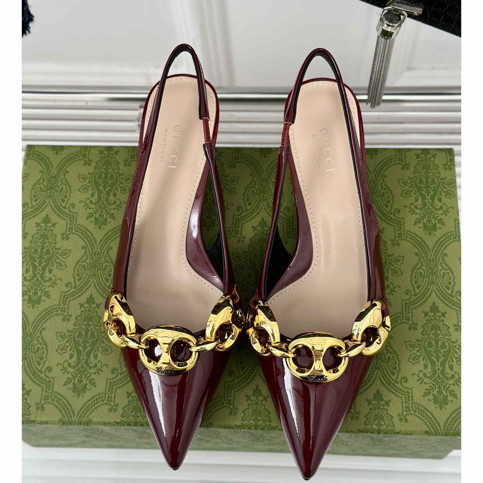 Gucci Women's Slingback With Marina Chain  - PerfectKickZ
