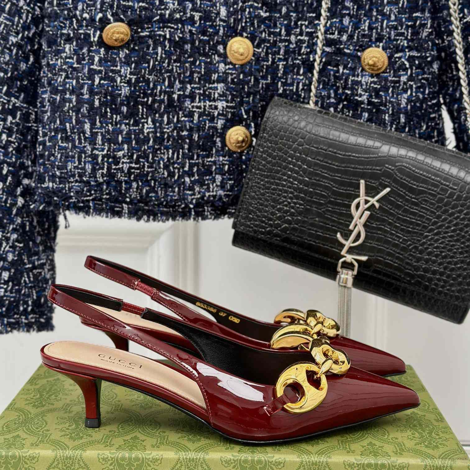 Gucci Women's Slingback With Marina Chain  - PerfectKickZ