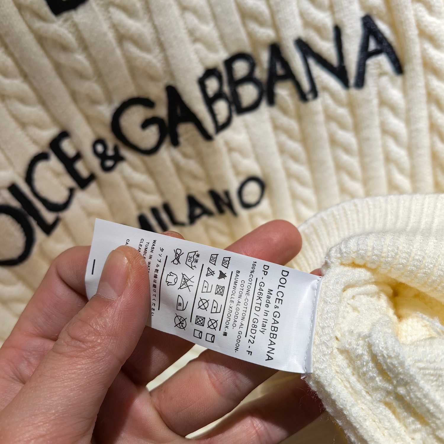 Dolce & Gabbana White Logo-embroidery Virgin Wool Jumper - PerfectKickZ