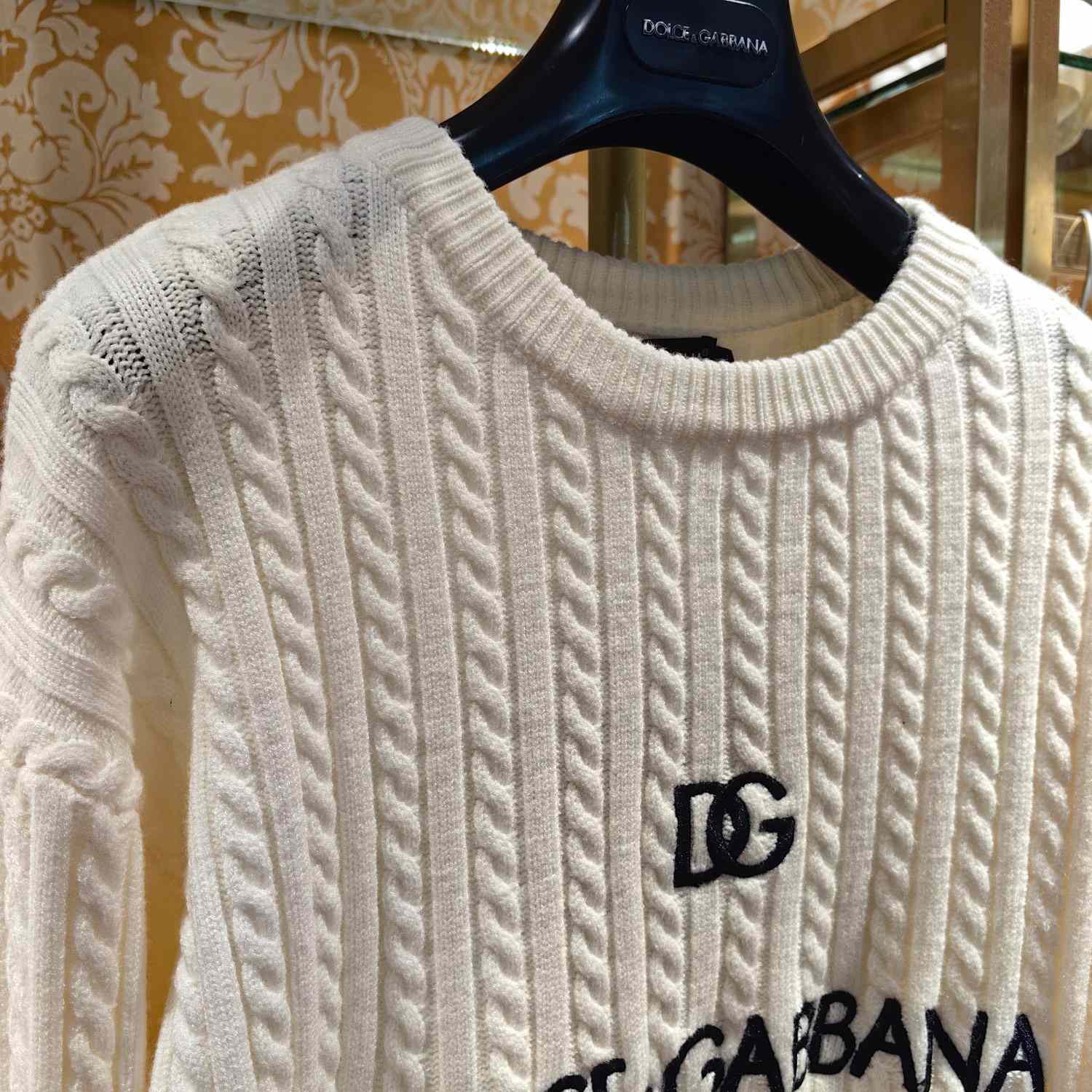 Dolce & Gabbana White Logo-embroidery Virgin Wool Jumper - PerfectKickZ
