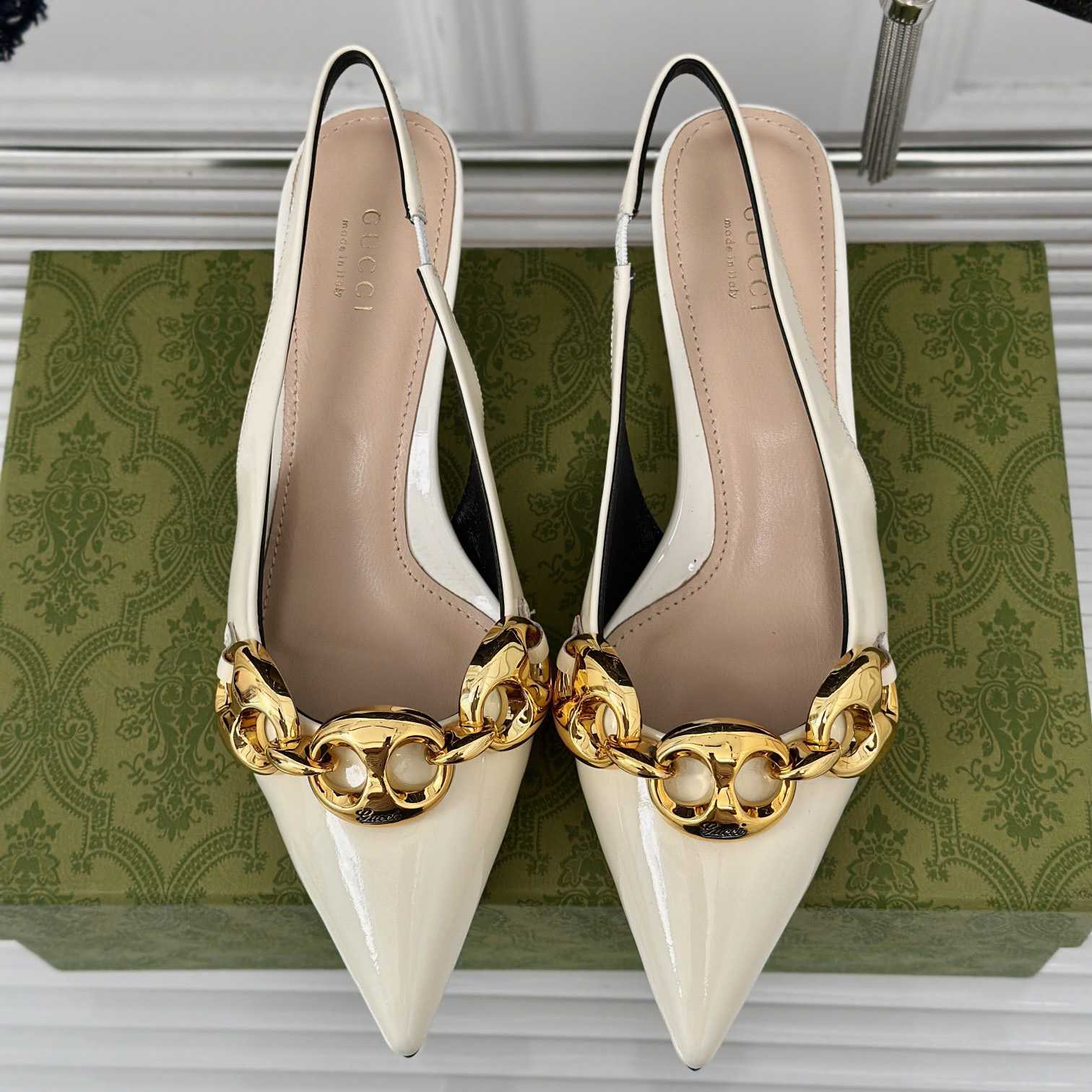 Gucci Women's Slingback With Marina Chain  - PerfectKickZ