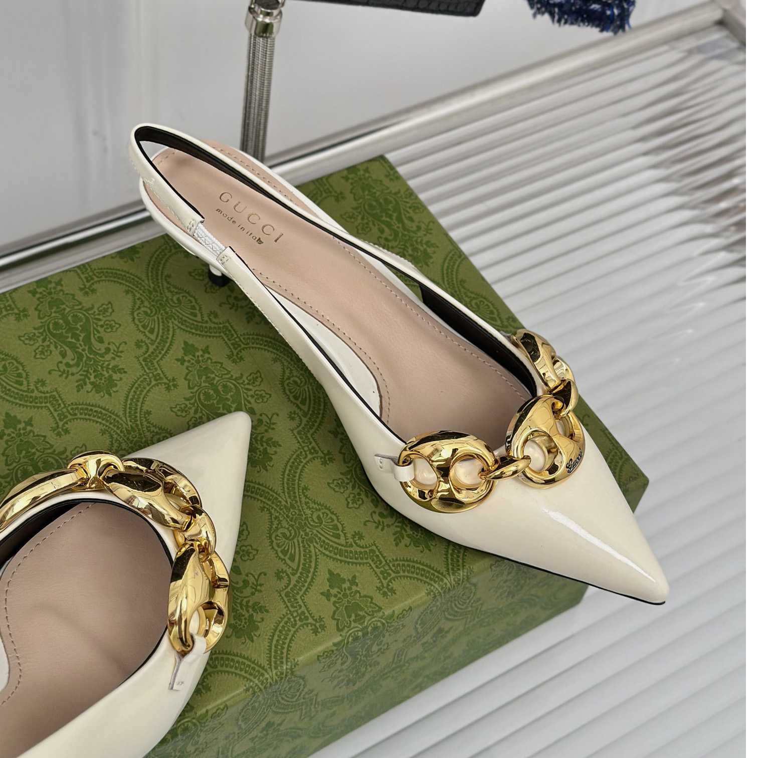 Gucci Women's Slingback With Marina Chain  - PerfectKickZ