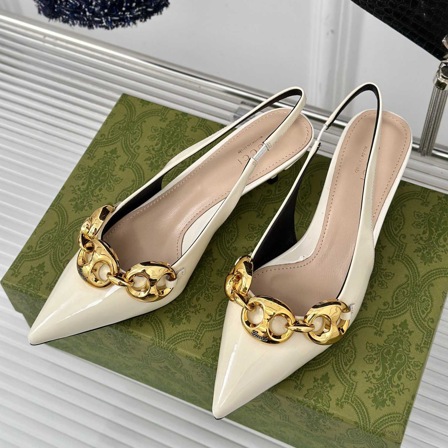 Gucci Women's Slingback With Marina Chain  - PerfectKickZ