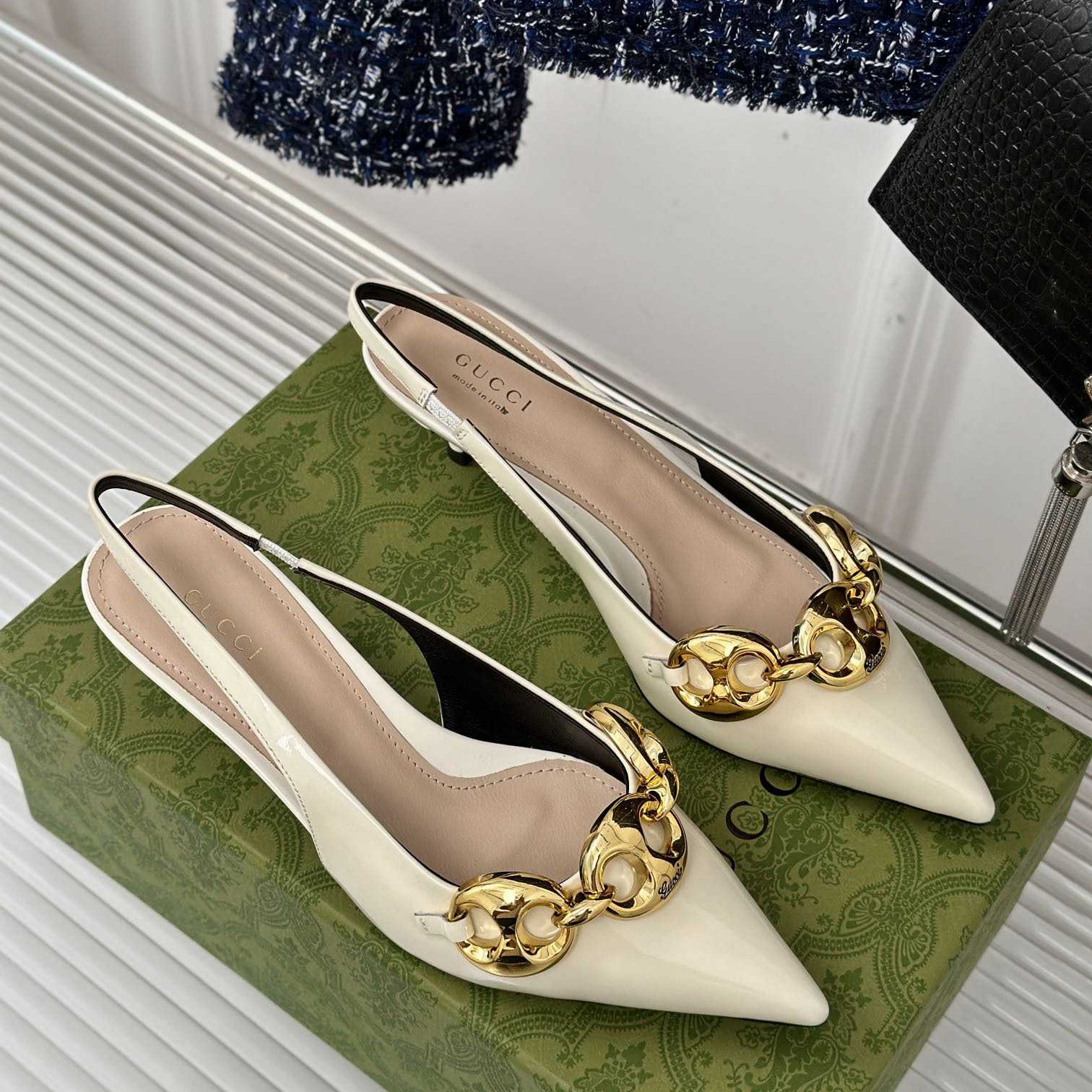 Gucci Women's Slingback With Marina Chain  - PerfectKickZ