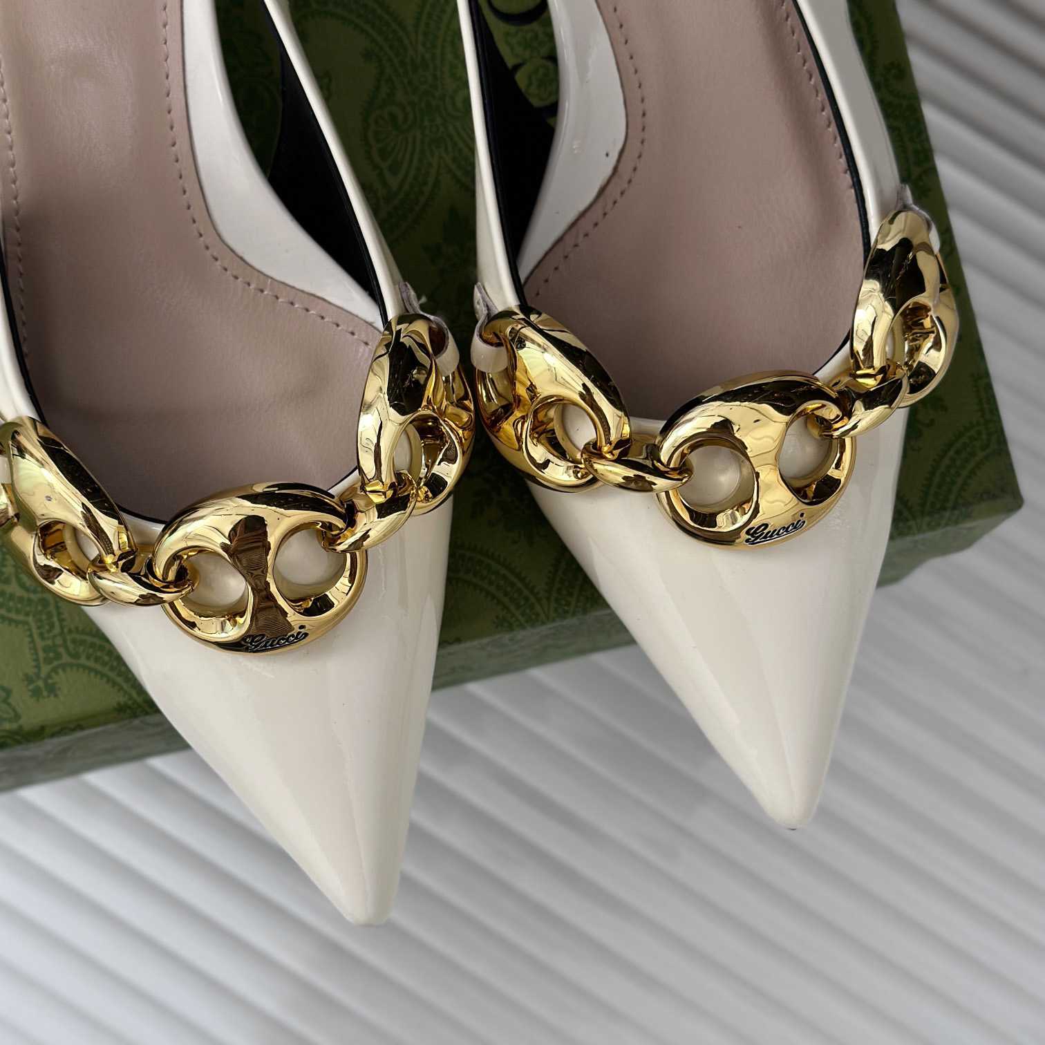 Gucci Women's Slingback With Marina Chain  - PerfectKickZ