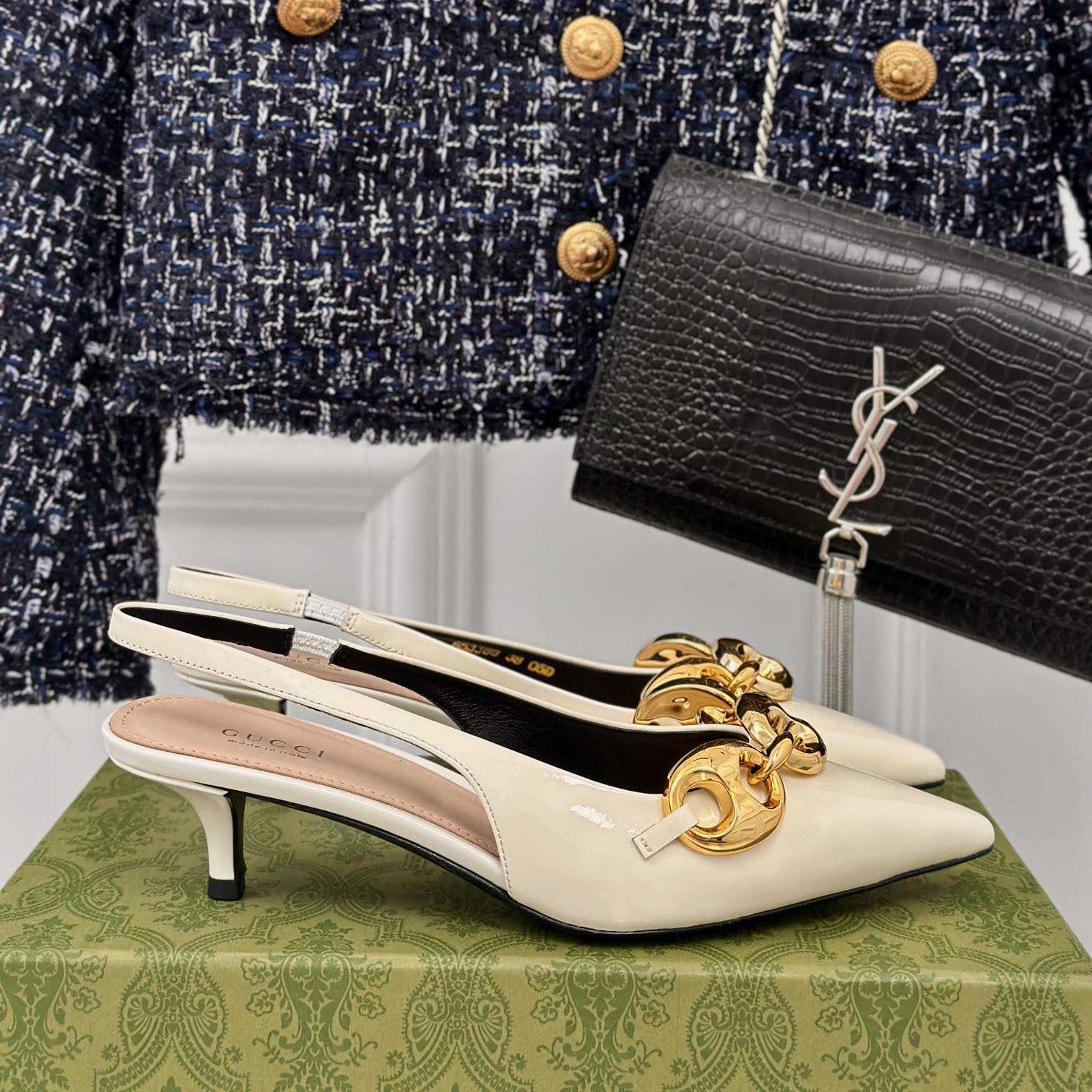 Gucci Women's Slingback With Marina Chain  - PerfectKickZ