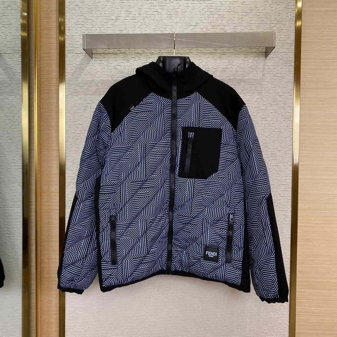 Fendi Shadow-print Panelled Down Jacket - PerfectKickZ