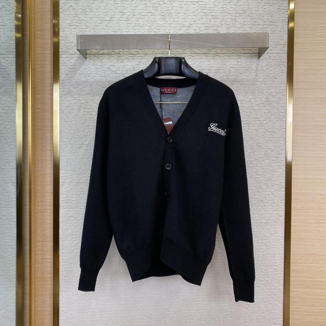 Gucci Double Wool Cardigan With Embroidery - PerfectKickZ