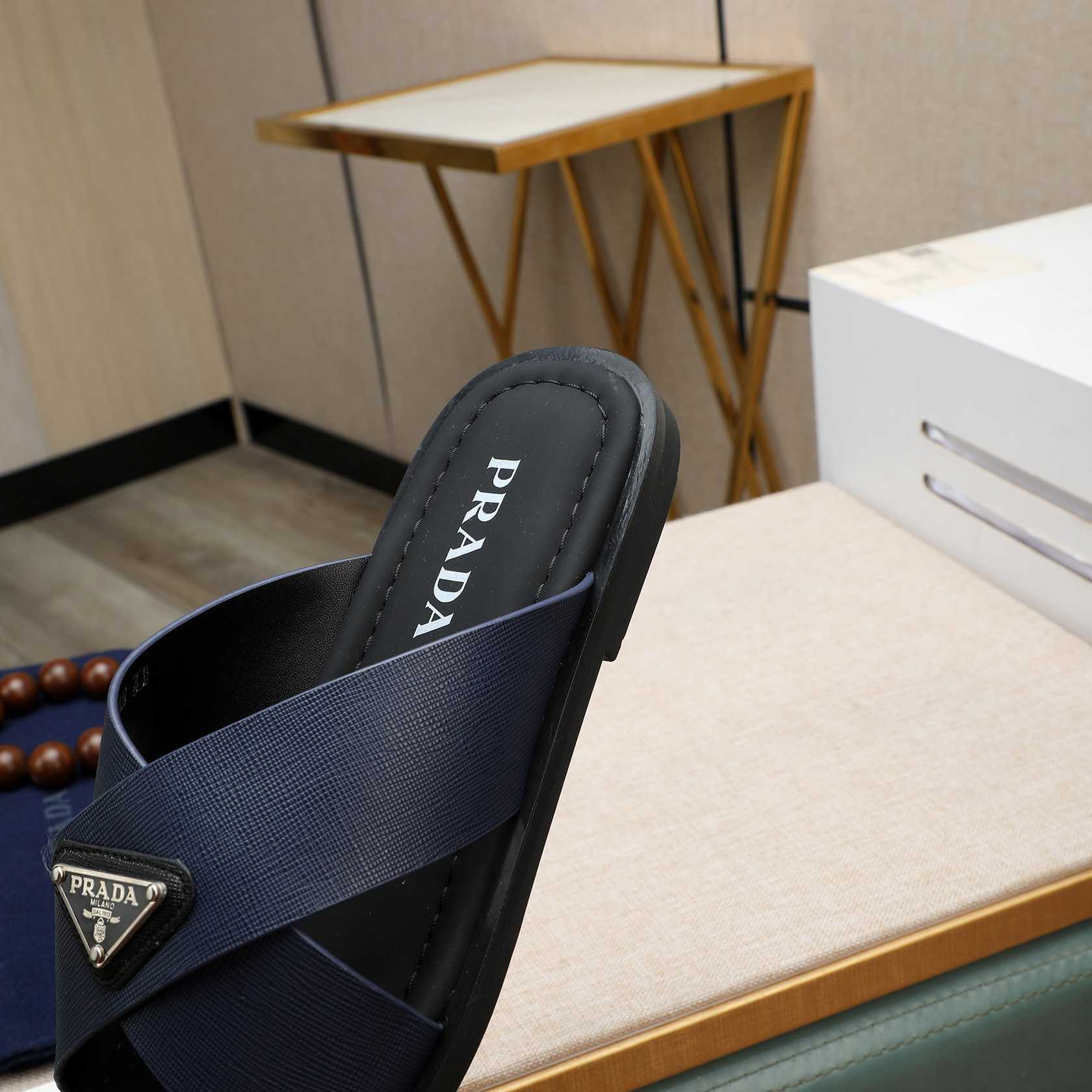 Prada Saffiano Leather Crisscross Sandals - PerfectKickZ