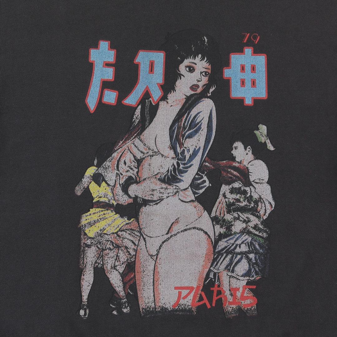 Enfants Riches Deprimes Dark Gray Bad School Girl Printed Crewneck Cotton Sweatshirt - PerfectKickZ