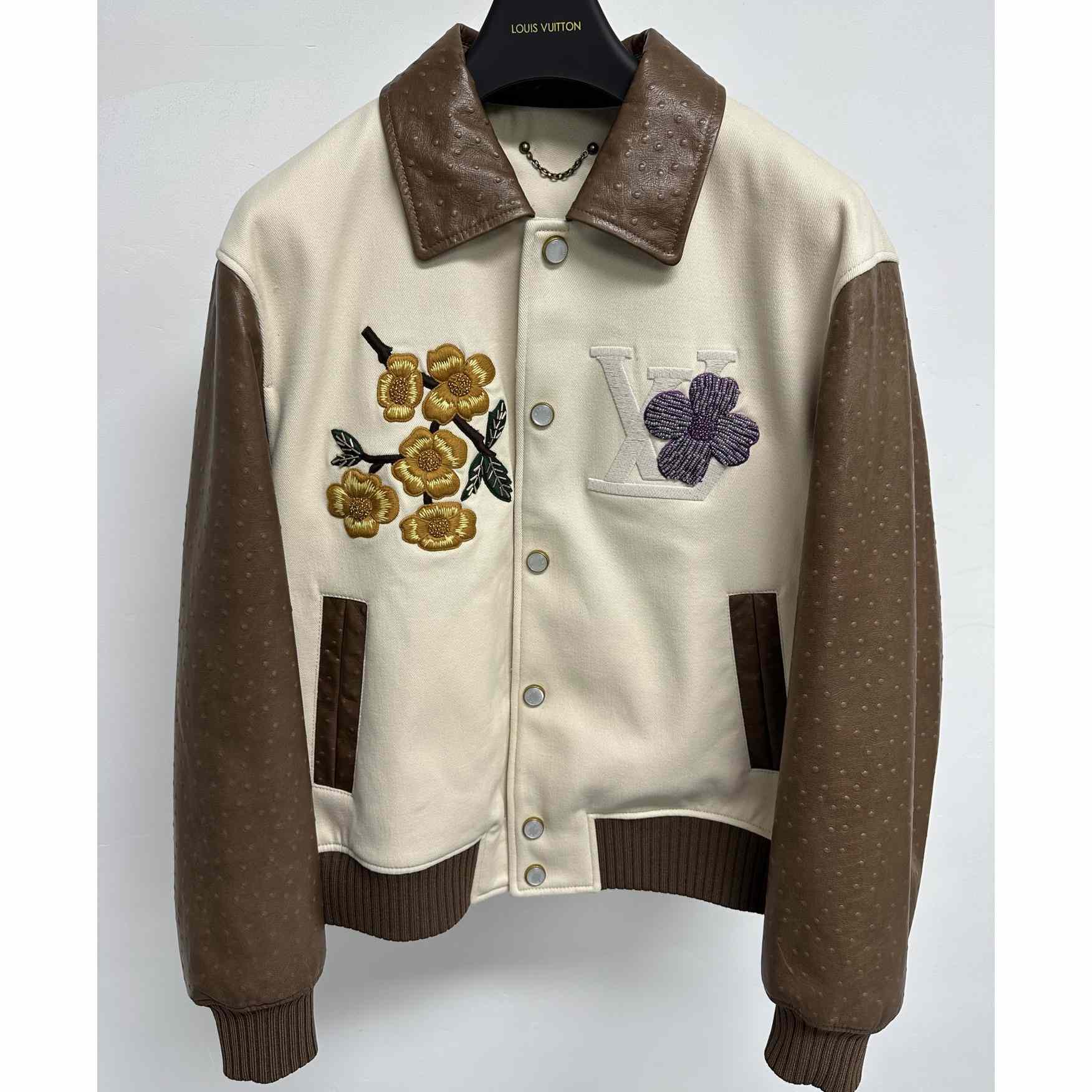 Louis Vuitton Embroidered Ostrich Varsity Jacket   1AFQLX - PerfectKickZ