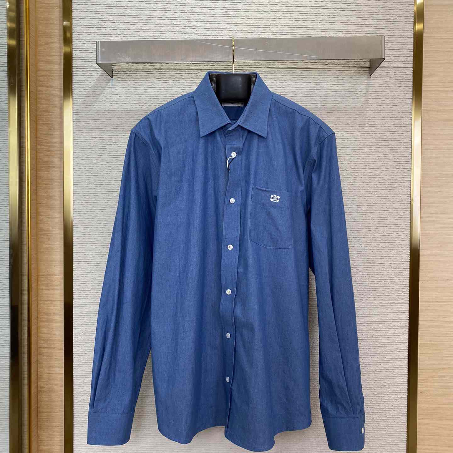 Celine Triomphe Cotton-Chambray Shirt - PerfectKickZ