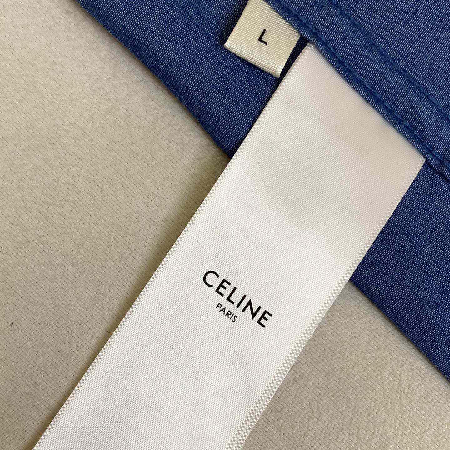Celine Triomphe Cotton-Chambray Shirt - PerfectKickZ