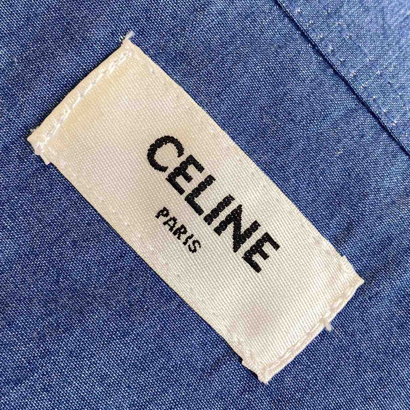Celine Triomphe Cotton-Chambray Shirt - PerfectKickZ