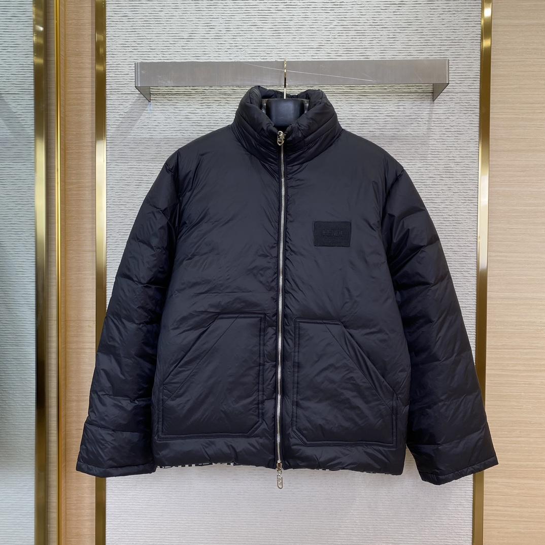 Fendi Logo-patch Reversible Puffer Jacket - PerfectKickZ