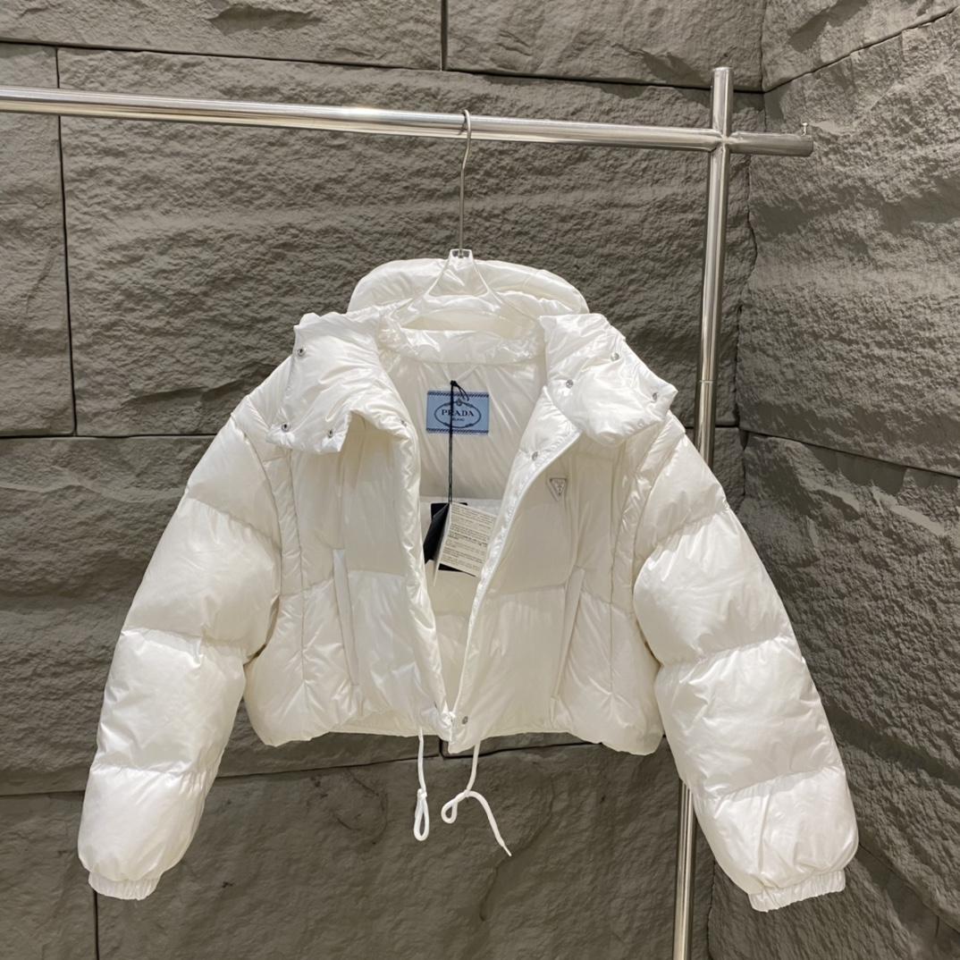 Prada Re-Nylon Convertible Cropped Down Jacket - PerfectKickZ