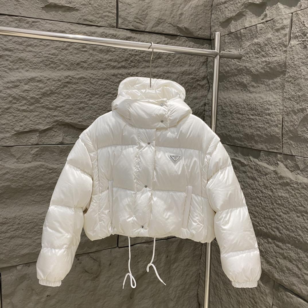 Prada Re-Nylon Convertible Cropped Down Jacket - PerfectKickZ