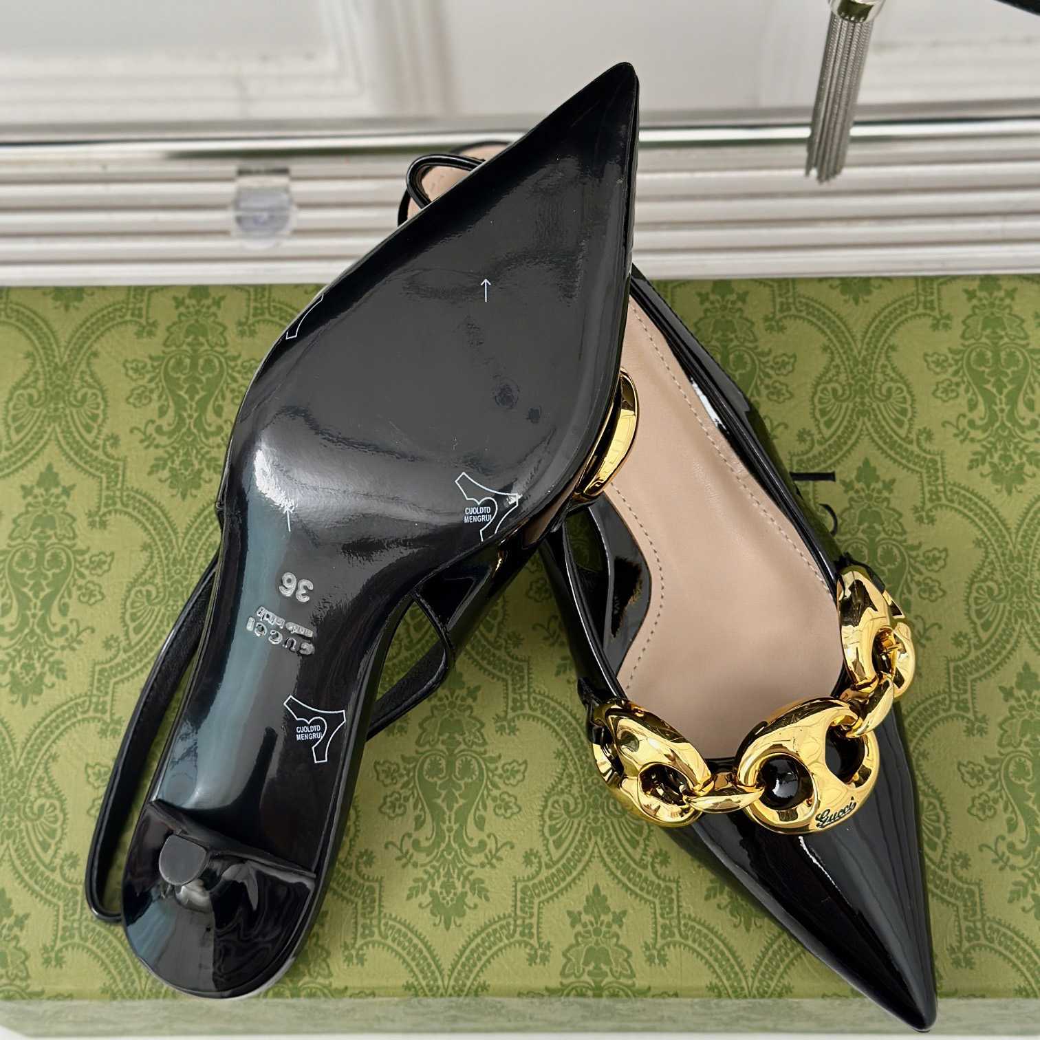Gucci Women's Slingback With Marina Chain  - PerfectKickZ
