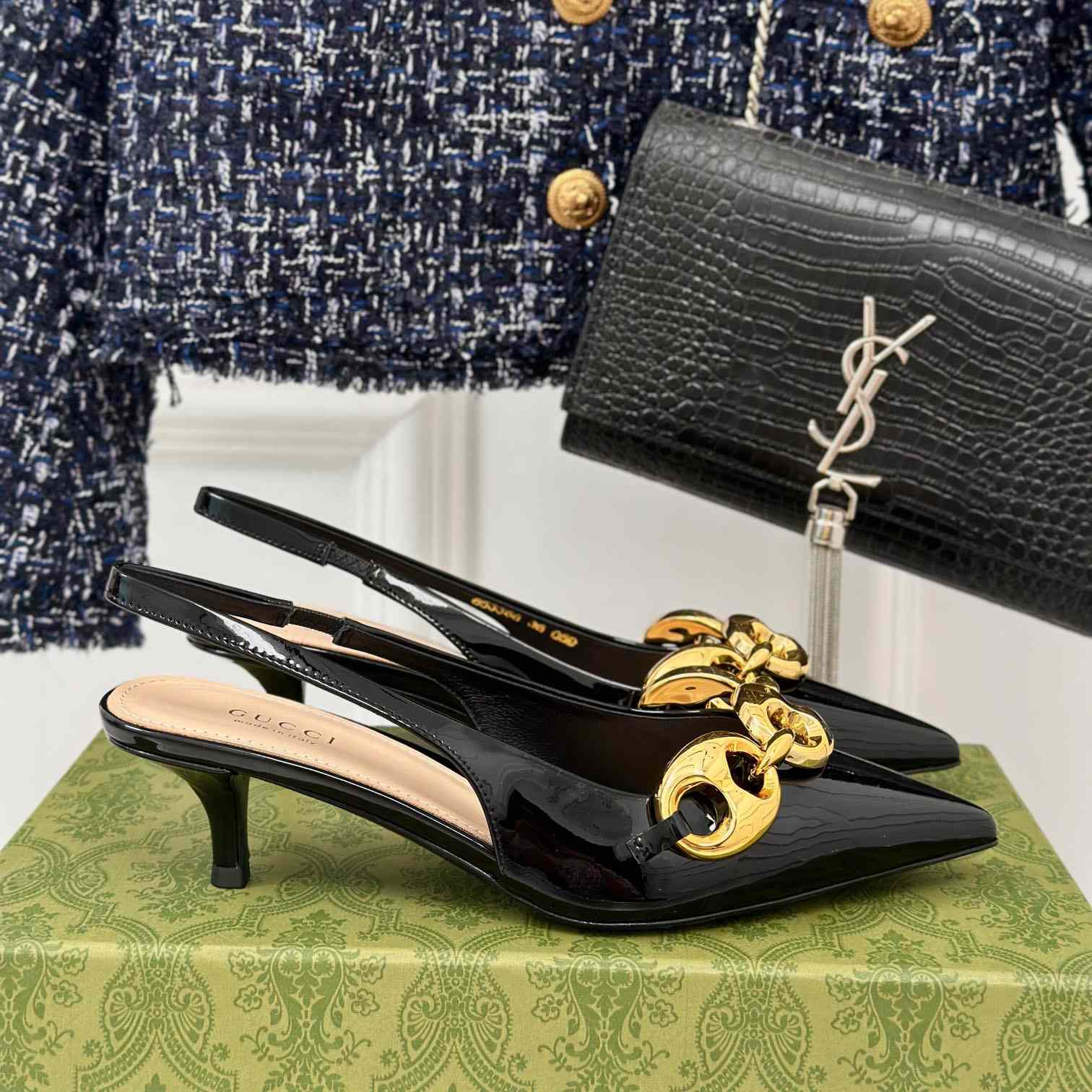 Gucci Women's Slingback With Marina Chain  - PerfectKickZ
