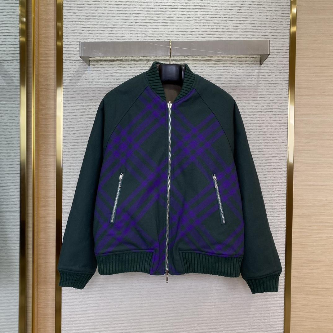Burberry Checked-Pattern Reversible Twill Bomber Jacket - PerfectKickZ