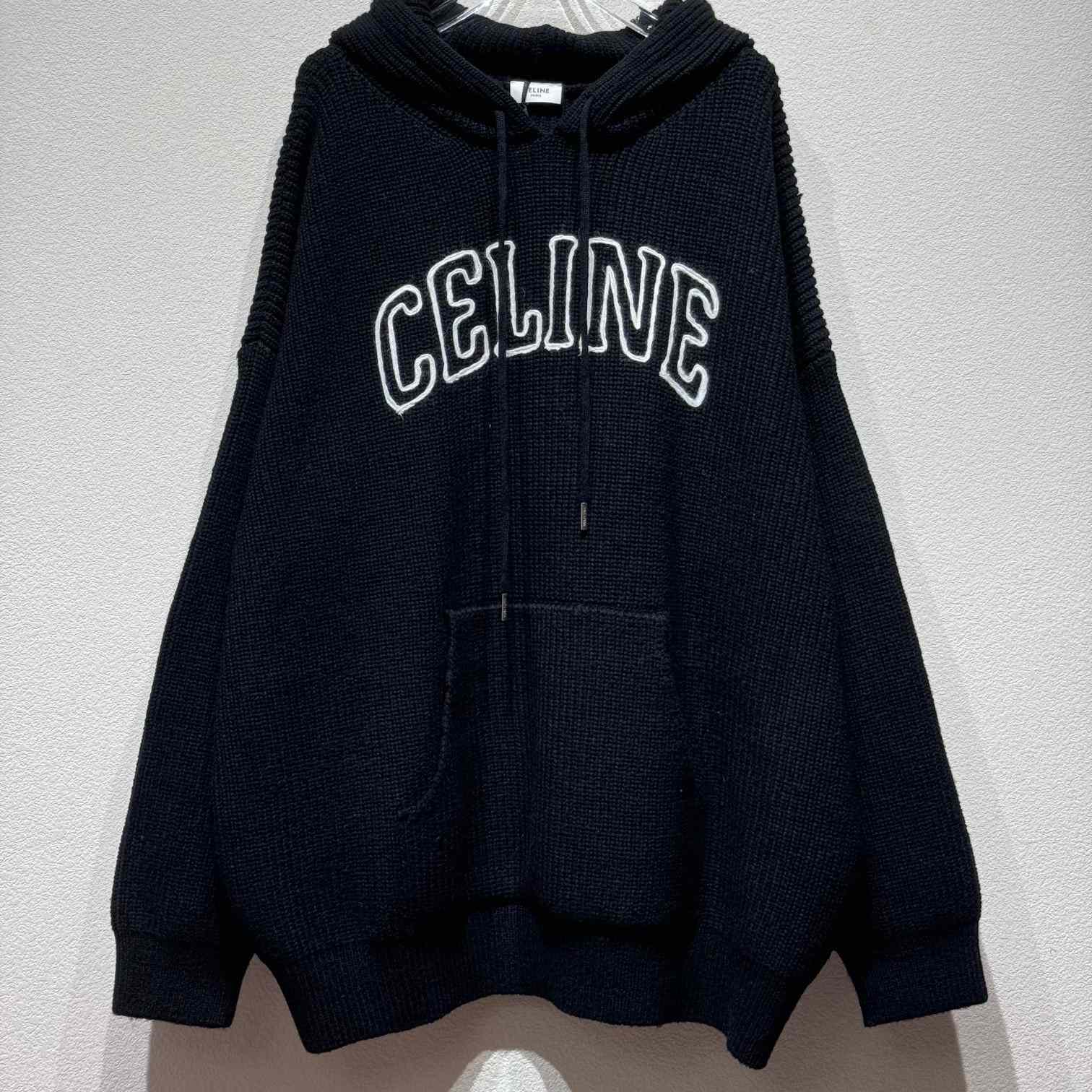 Celine Hooded Sweater In Ribbed Wool - PerfectKickZ