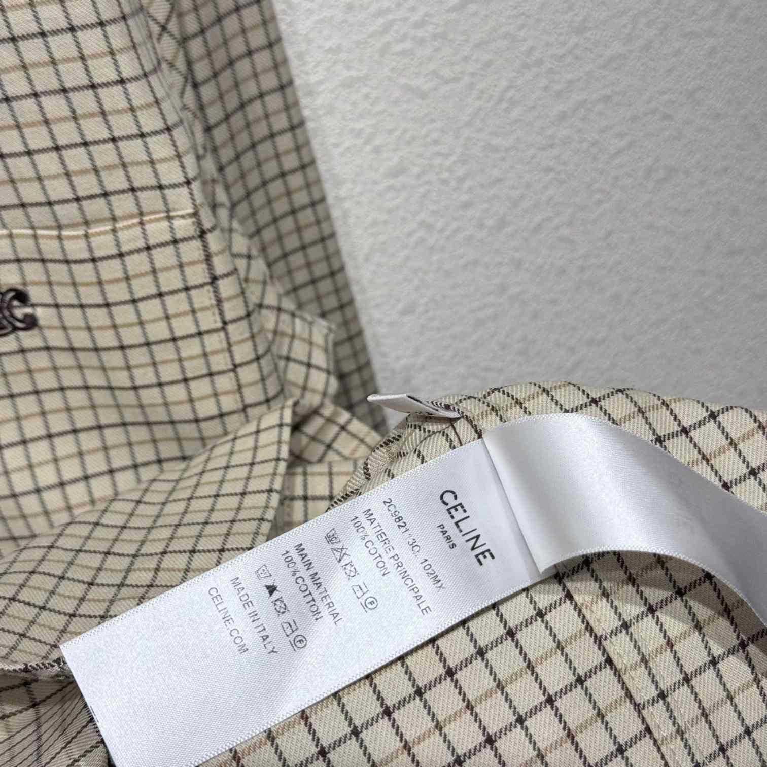 Celine Logo-Embroidered Checked Cotton Shirt - PerfectKickZ