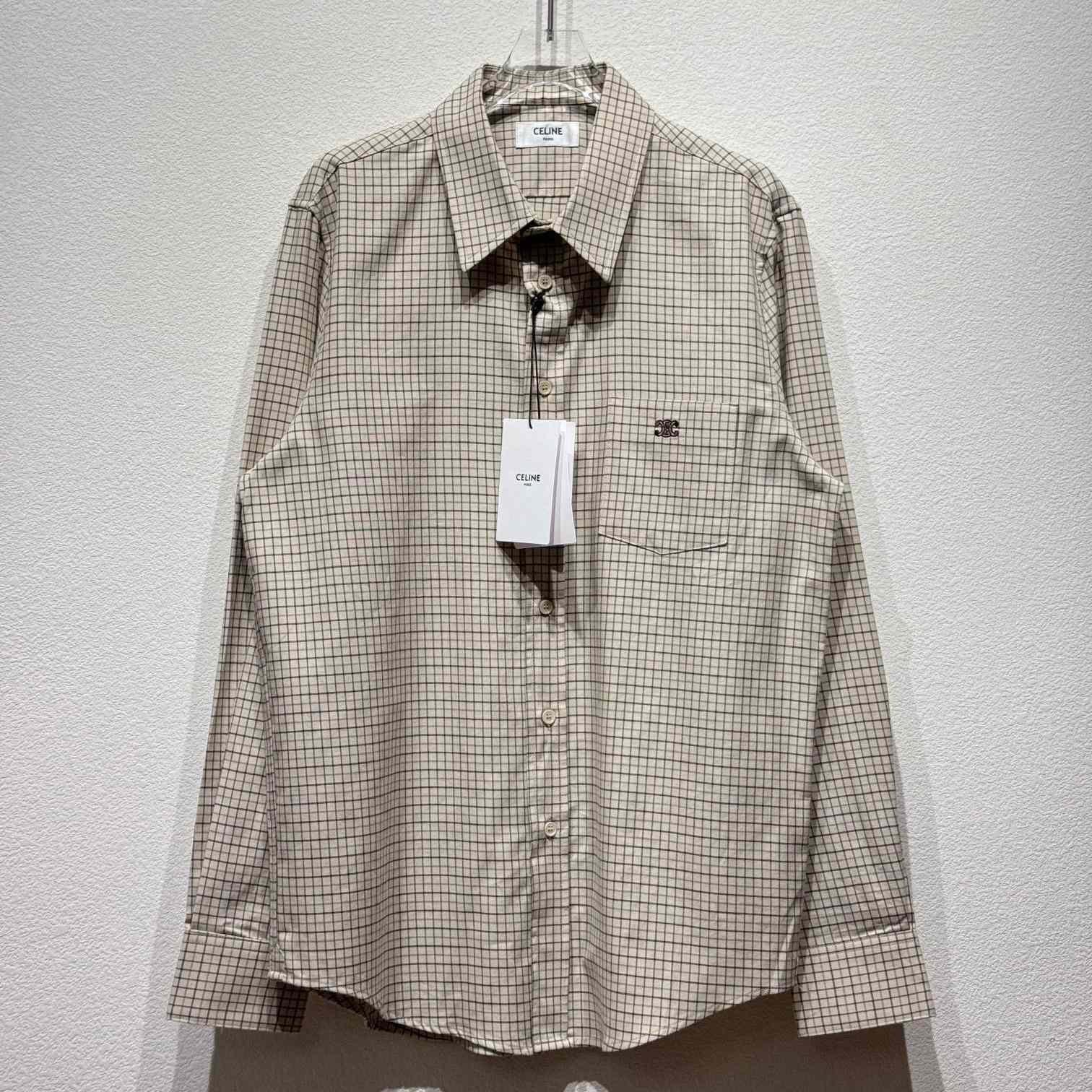 Celine Logo-Embroidered Checked Cotton Shirt - PerfectKickZ