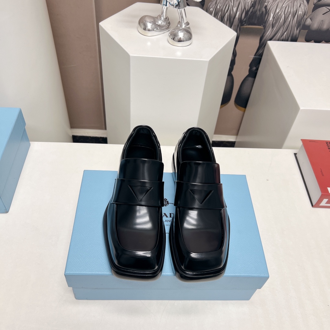 Prada Brushed Leather Loafers - PerfectKickZ