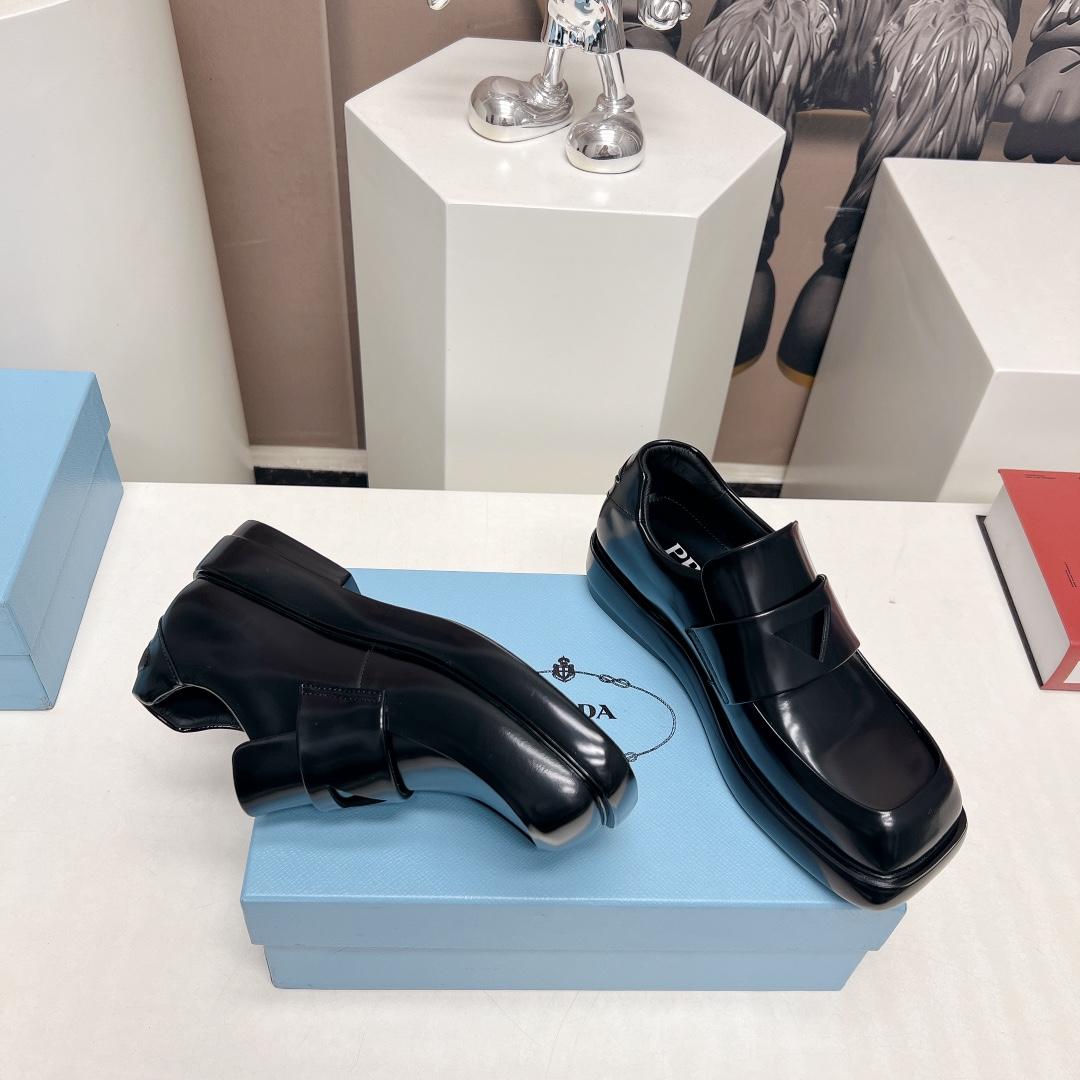 Prada Brushed Leather Loafers - PerfectKickZ