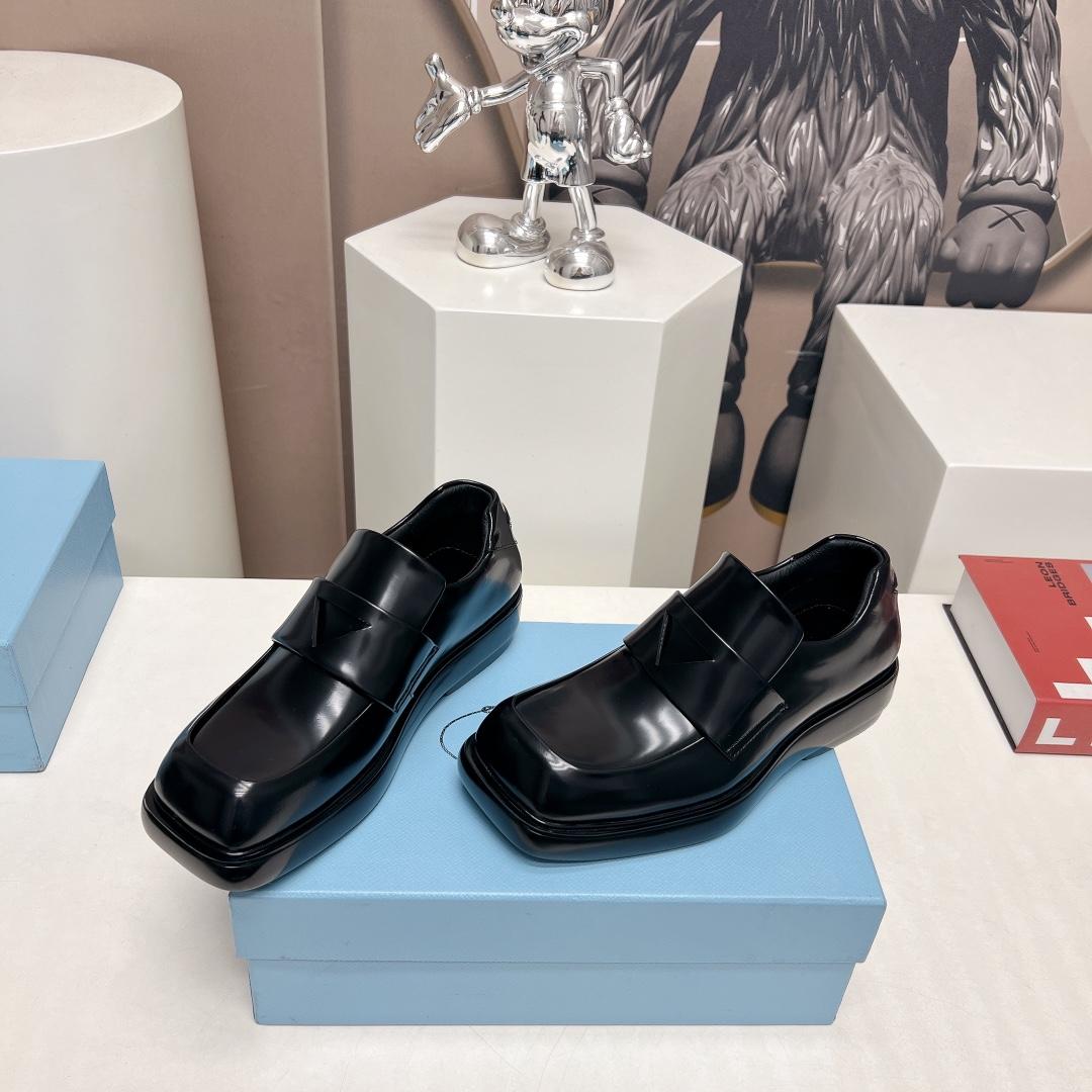 Prada Brushed Leather Loafers - PerfectKickZ