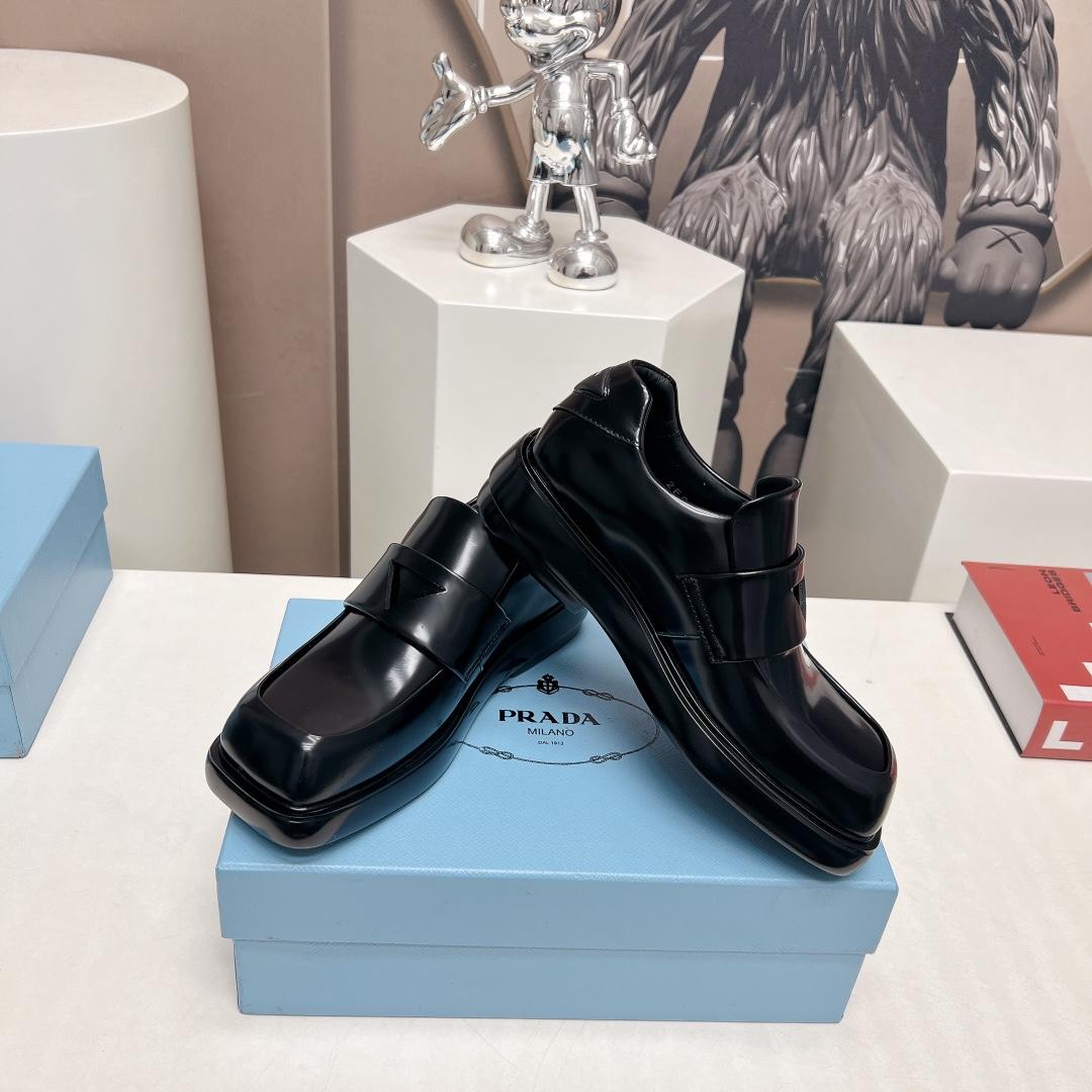 Prada Brushed Leather Loafers - PerfectKickZ