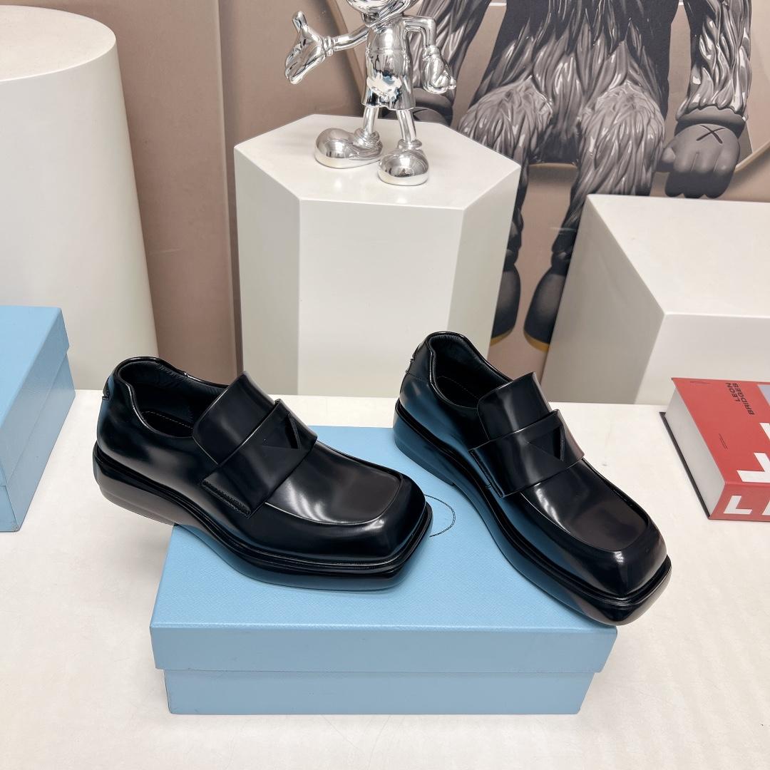 Prada Brushed Leather Loafers - PerfectKickZ