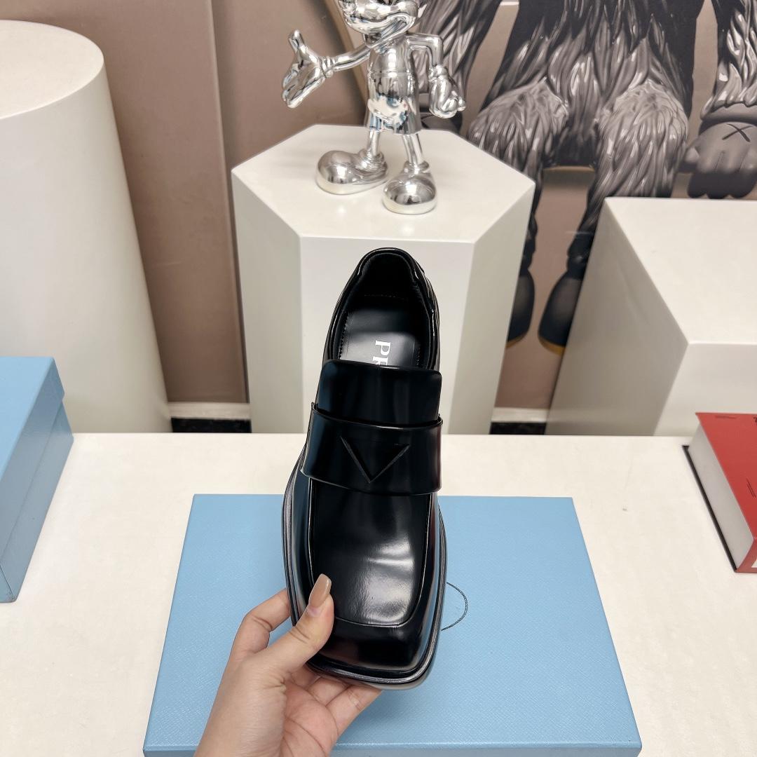 Prada Brushed Leather Loafers - PerfectKickZ