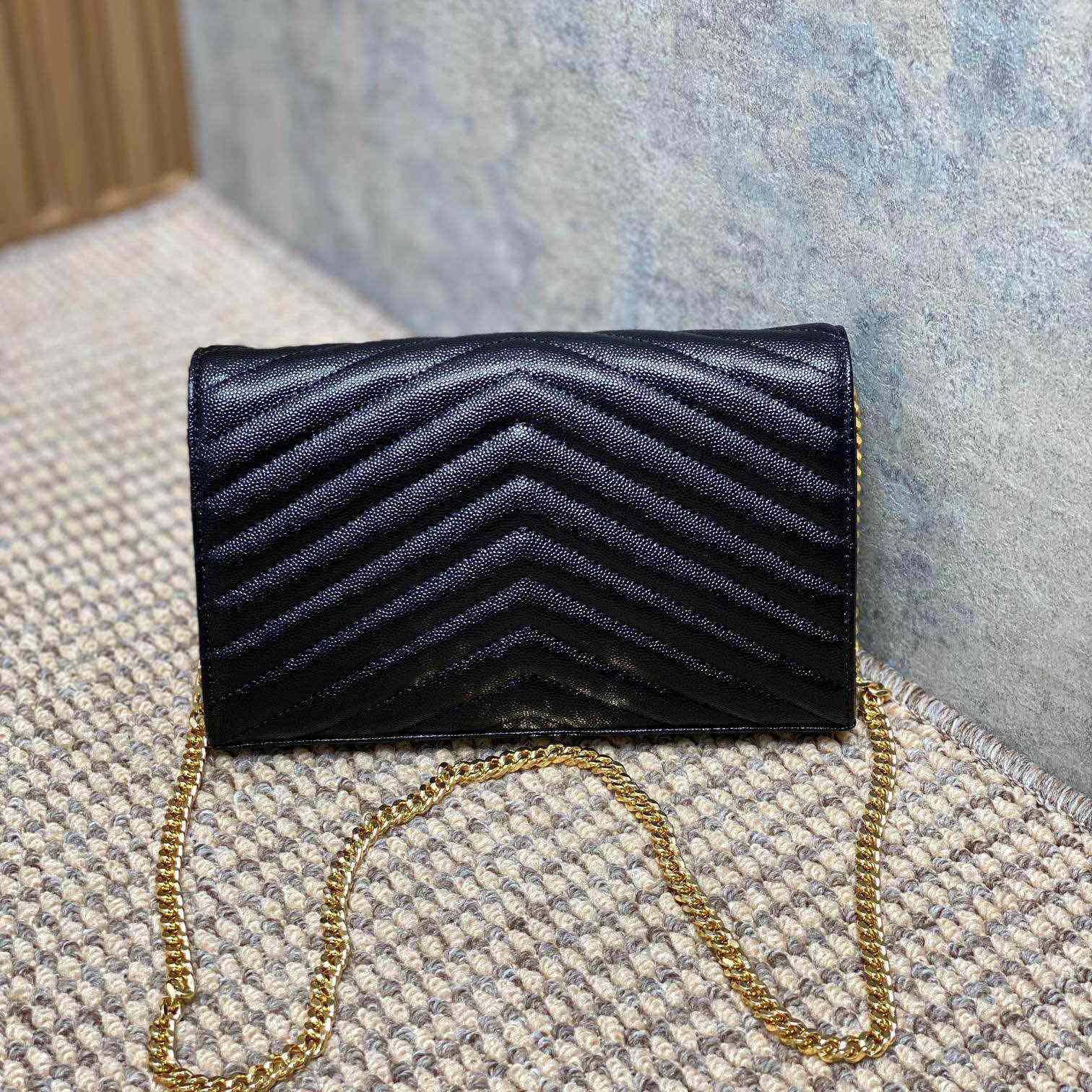 Saint Laurent Cassandre Chain Wallet In Lambskin - PerfectKickZ