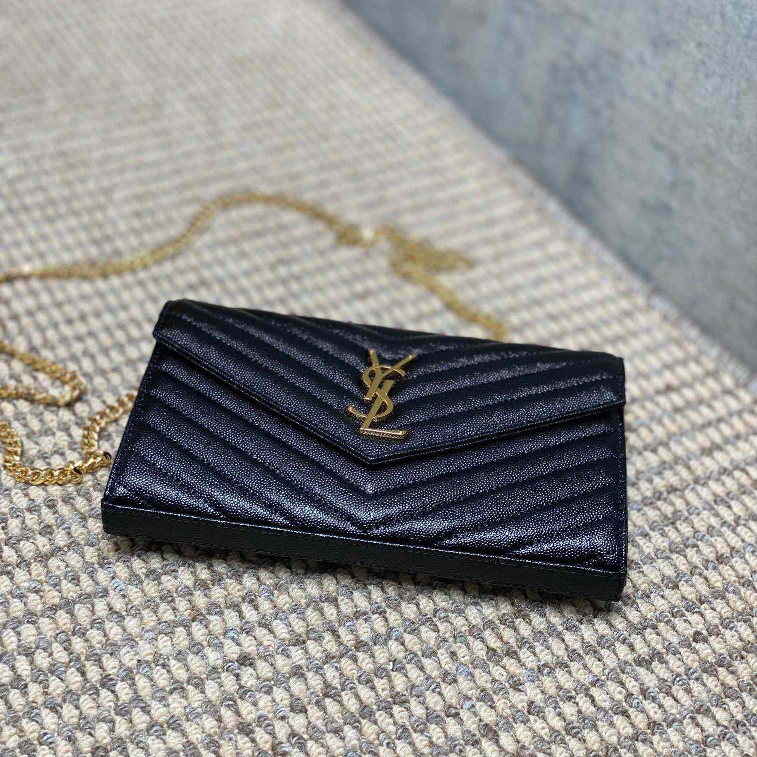 Saint Laurent Cassandre Chain Wallet In Lambskin - PerfectKickZ