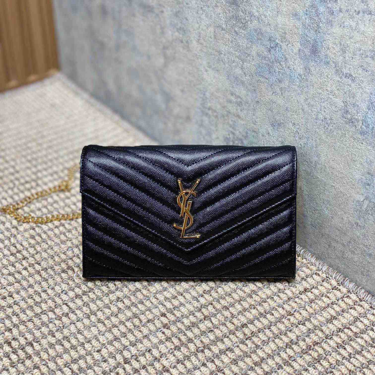 Saint Laurent Cassandre Chain Wallet In Lambskin - PerfectKickZ